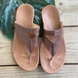 Olukia Lala Brown Leather Flip Flop Sandals Size 7
